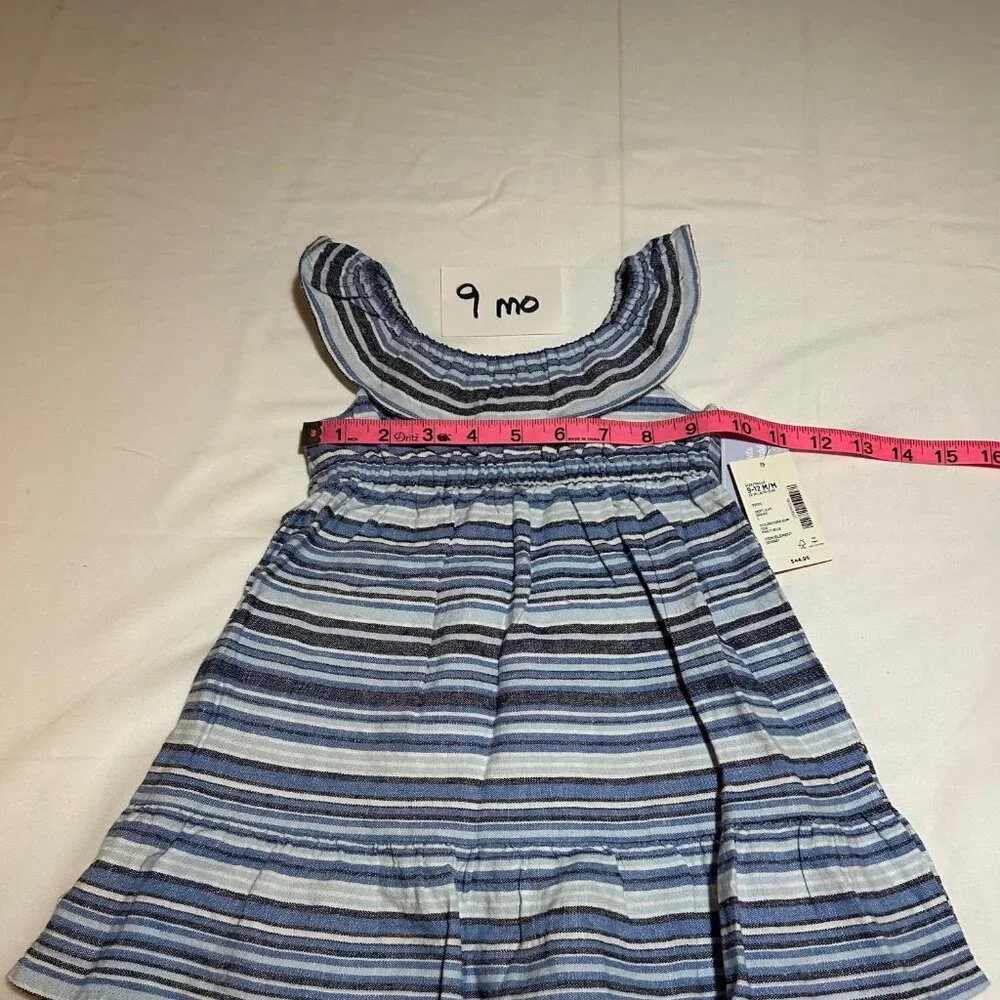Gymboree Baby Girls 9-12 Months Blue Stripe Sundress NWT Sandy Shores Nautical